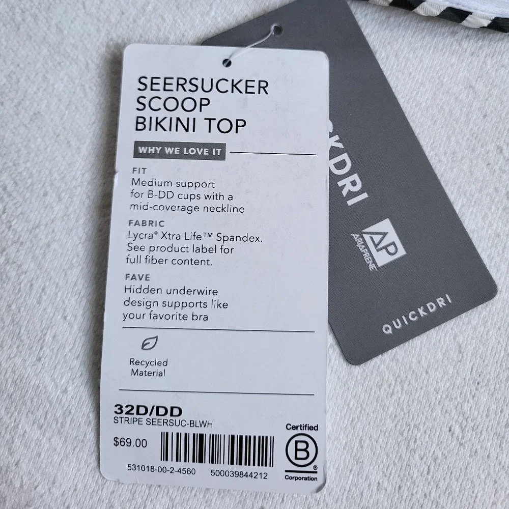 NWT Athleta Underwire Scoop Bikini Top, 32D/DD (34C, 32E) - Picture 6 of 7